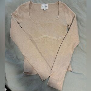 Pink rose Cream Long Sleeve Knit Top